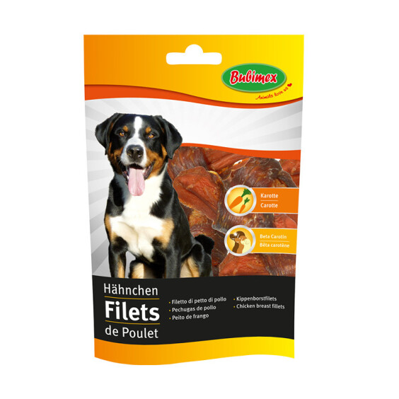 Friandise pour chien filets de poulet carotte Bubimex