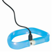 Collier USB lumineux bleu poils longs