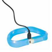 Collier USB lumineux bleu pour poils longs