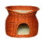 Panier osier avec niche pour chat marron dôme double couchette