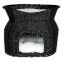 Panier en osier pour chat avec niche, dôme double couchette noir