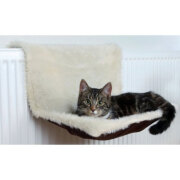 Hamac chat radiateur brun, panier peluche