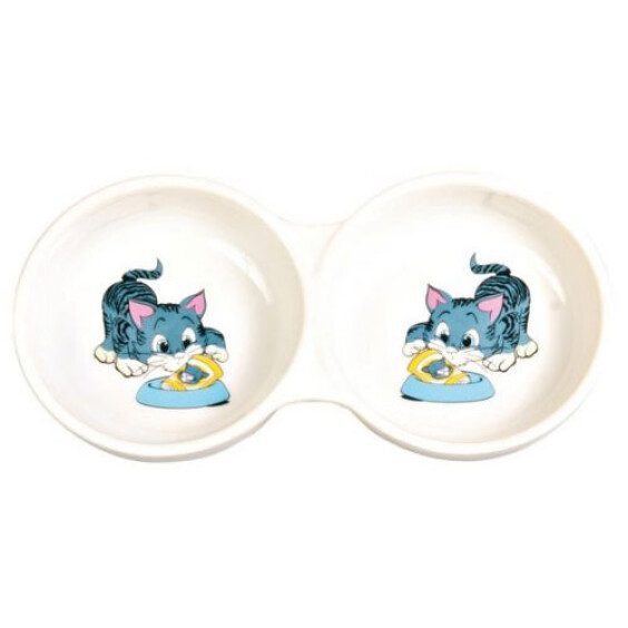 Gamelle double pour chat gris