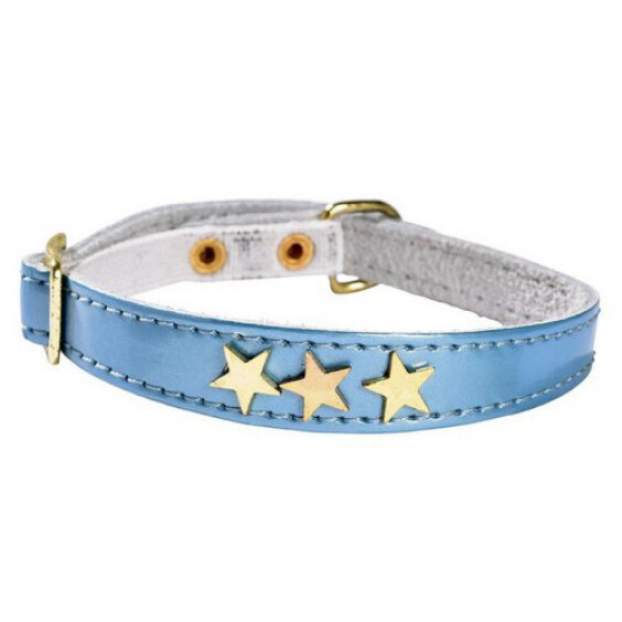 Collier cuir Étoiles bleu anti-étranglement