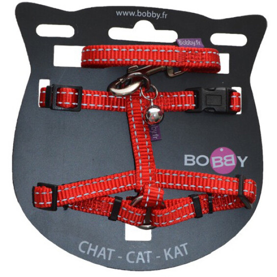 Kit harnais et laisse pour chat adulte Safe rouge