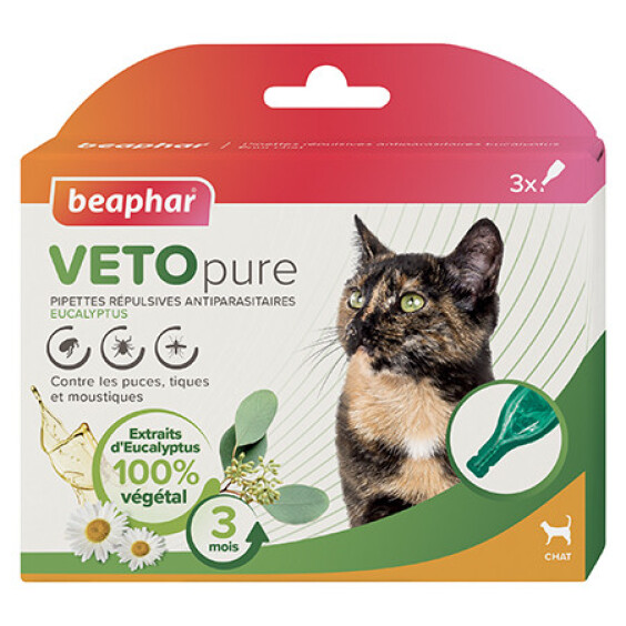 Pipettes répulsives antiparasitaires Veto pure chat Beaphar