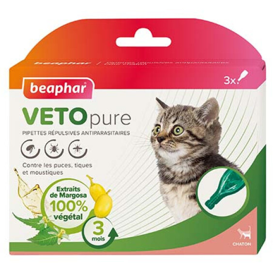 Pipettes répulsives antiparasitaires Vetopure chaton Beaphar