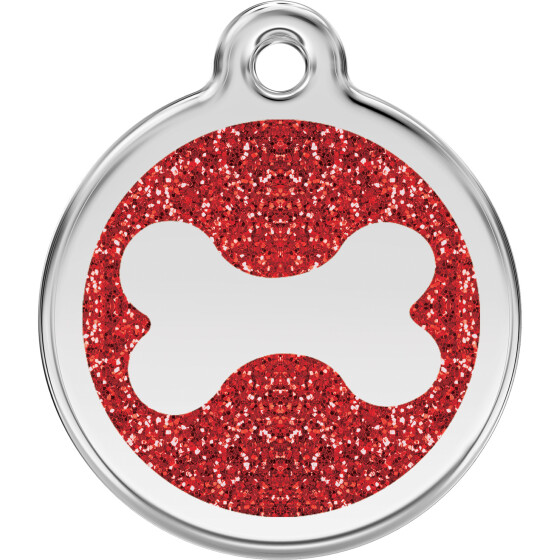 Médaille pailletée Red Dingo rouge motif Os 