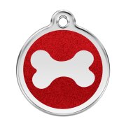 Médaille pailletée Red Dingo rouge motif Os 