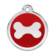 Médaille pailletée Red Dingo rouge motif Os 