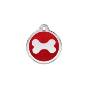 Médaille pailletée Red Dingo rouge motif Os 