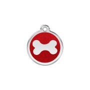 Médaille pailletée Red Dingo rouge motif Os 