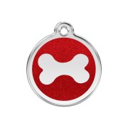 Médaille pailletée Red Dingo rouge motif Os 