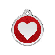 Médaille pailletée Red Dingo rouge motif Cœur