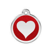 Médaille pailletée rouge motif cœur