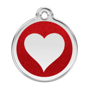 Médaille pailletée rouge motif cœur