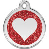 Médaille pailletée rouge motif cœur