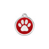 Médaille personnalisable pour chien pailletée rouge motif patte