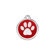 Médaille personnalisable pour chien : pailletée Red Dingo rouge motif Patte