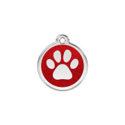Médaille personnalisable pour chien : pailletée Red Dingo rouge motif Patte