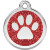 Médaille personnalisable pour chien : pailletée Red Dingo rouge motif Patte