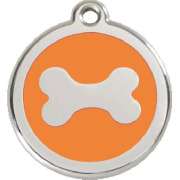 Médaille personnalisée pour chien orange motif os