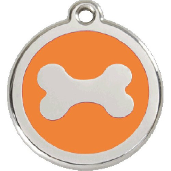 Médaille vendue personnalisée pour chien orange motif Os
