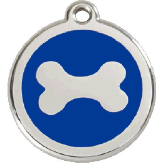 Médaille pour chien gravée bleue à motif os
