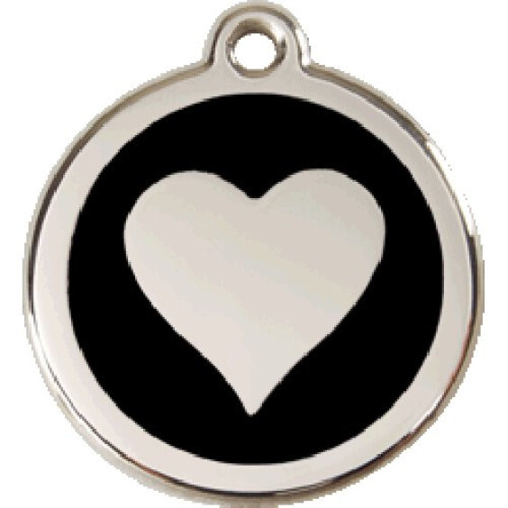 Médaille pour chien gravée noire motif cœur
