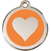 Médaille personnalisée orange motif cœur pour chien