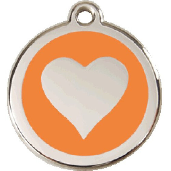 Médaille personnalisée orange motif cœur pour chien