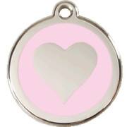 Médaillon collier chien rose clair motif Coeur 