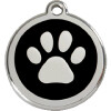 Médaillon collier chien noir motif patte gravé