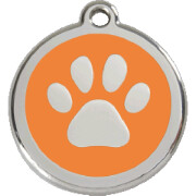 Médaille chien gravée orange motif Patte