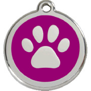 Médaille chien gravée motif patte purple