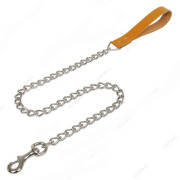Laisse chaîne croûte de cuir naturel