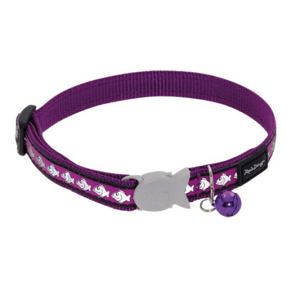 Collier chat réfléchissant violet