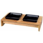 Set d'écuelles pour chat surélevé Hévéa noir