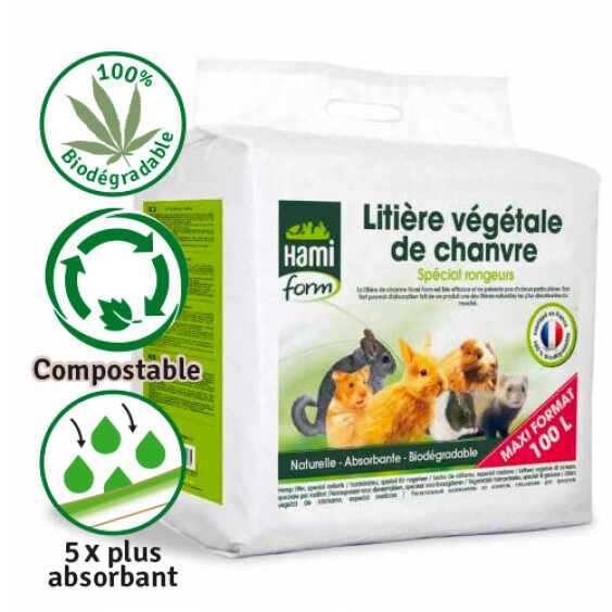 Hami Form Litière de chanvre lapin et rongeur 100 litres