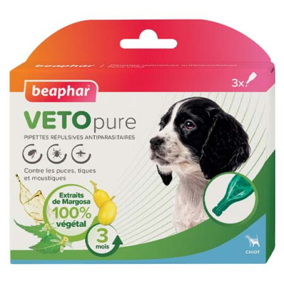 Pipettes anti-puce chiot répulsives Vetopure Beaphar