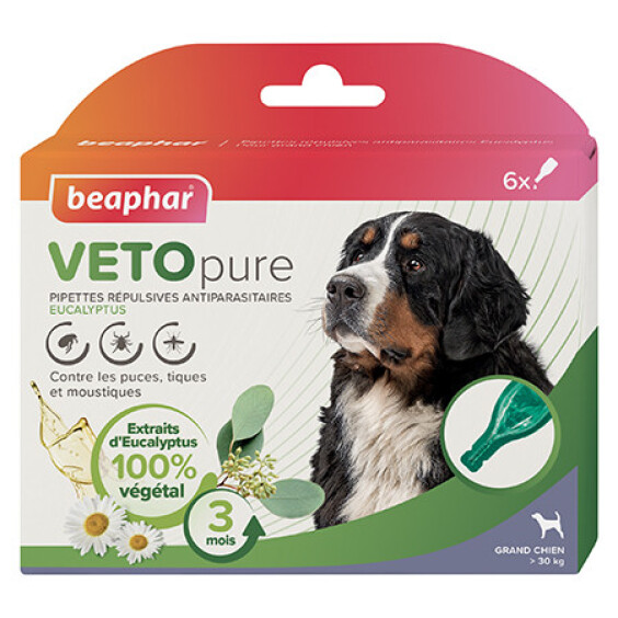 Pipettes répulsives antiparasitaires Veto Pure grand chien Beaphar