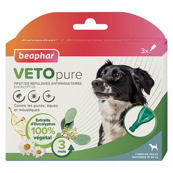 Pipettes répulsives antiparasitaires chien moyen Beaphar