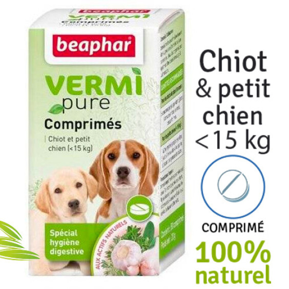 Vermipure pour chiot et petit chien comprimés purge aux plantes Beaphar