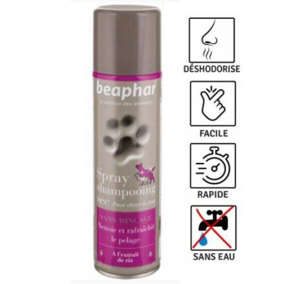 Spray shampoing sec chat et chien Beaphar
