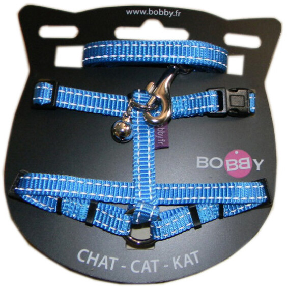 Kit harnais et laisse pour chat adulte bleu