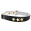 Collier chat cuir Étoiles noir