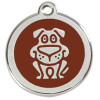 Médaille marron motif chien nom et téléphone gravés