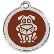 Médaille marron motif Chien, Nom et téléphone gravé