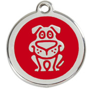 Médaille gravée rouge motif Chien