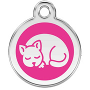 Médaille rose bonbon motif Chat petite